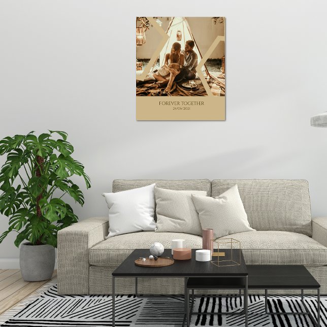 Mariage beige personnalisé date toile étirée (Créateur téléchargé)