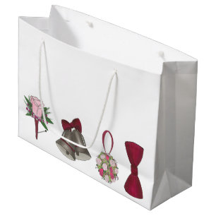 Mariage Bells Rose de naissance Bowtie sac cadeau