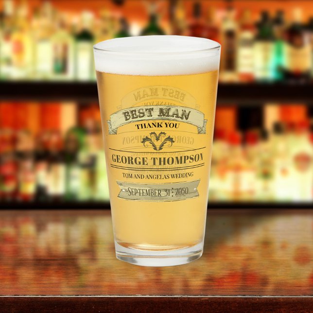 Mariage Best Man Vintage Classic Verre simple (Créateur téléchargé)