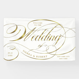 Mariage Bienvenue Élégant or courbe Bannière de sc