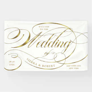 Mariage Bienvenue Élégant or courbe Bannière de sc
