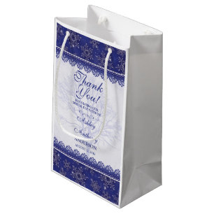 Mariage Bienvenue Sac cadeau Blue Winter Snowflake