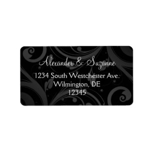 Mariage Black Swirl personnalisé ou Étiquettes pri