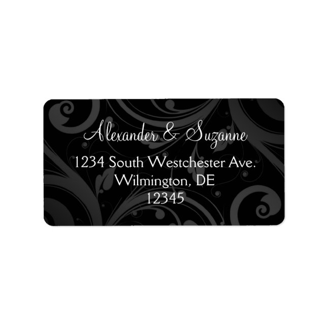 Mariage Black Swirl personnalisé ou Étiquettes pri (Devant)