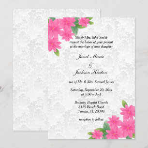 Mariage blanc et Invitation florale rose