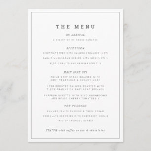 Mariage blanc gris minimum ou menu personnalisé d'