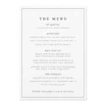 Mariage blanc gris minimum ou menu personnalisé d'
