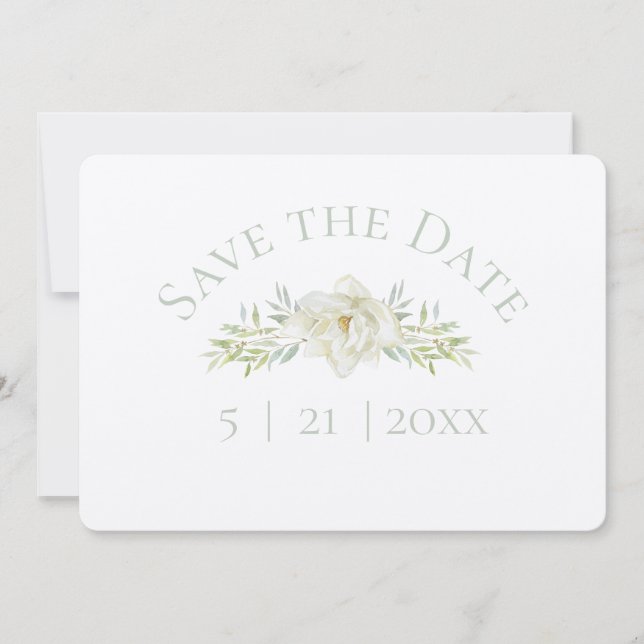 Mariage Blanc Magnolia Save the Date (Devant)