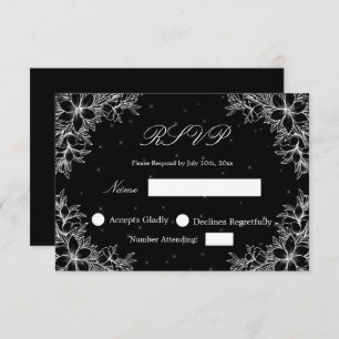 Mariage blanc RSVP avec graphismes floraux ornés