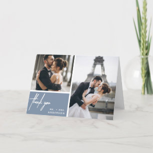 Mariage bleu Dusty moderne Photo Collage Merci