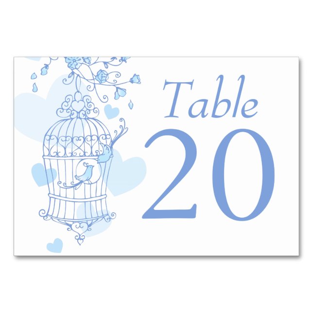 Mariage bleu oiseaux ouvrir les numéros de table d (Dos)