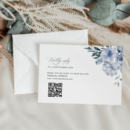 mariage bleu poussiéreux code QR carte RSVP