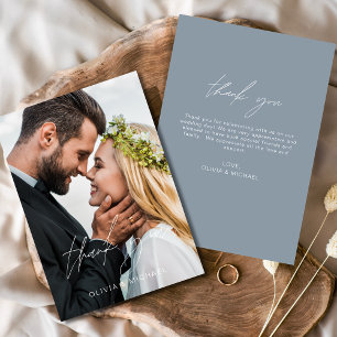 Mariage bleu poussiéreux Merci photo minimaliste