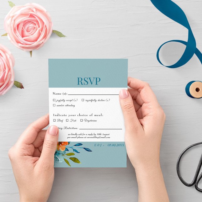 Mariage bleu turquoise en été RSVP (Créateur téléchargé)