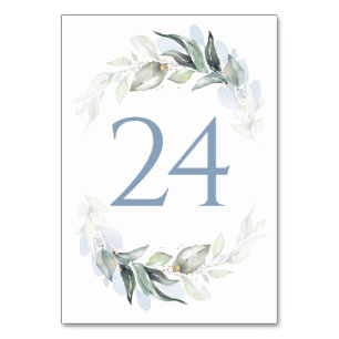 Mariage bleu vert Dusty Cartes Numéro de tableau