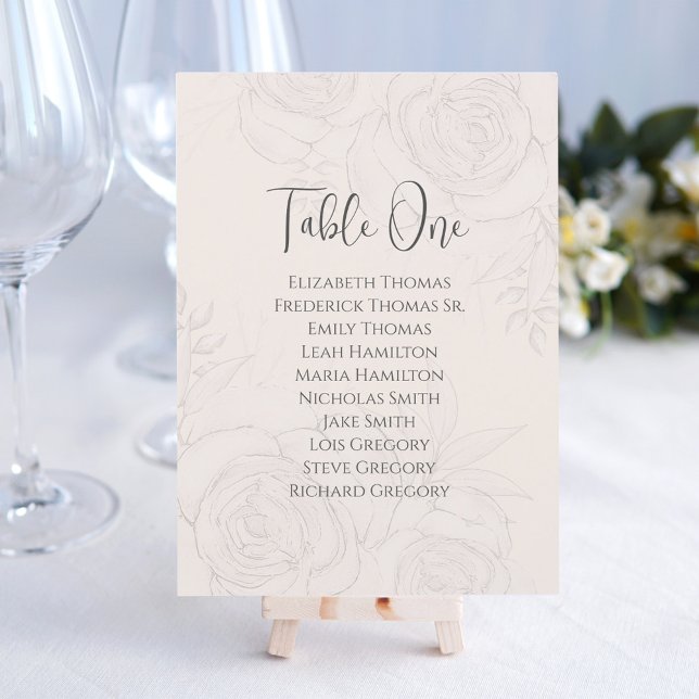 Mariage Blush Elegant Floral Numéro de table (This template is editable, so you can change and rearrange the text styles, and sizes. )