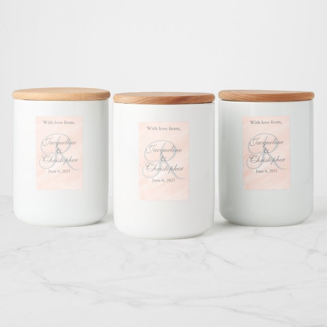 Mariage Blush Monogram Merci Mason Étiquettes (Bouteilles)