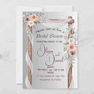 Mariage Boho Pink Peony Arch Cadre Invitation