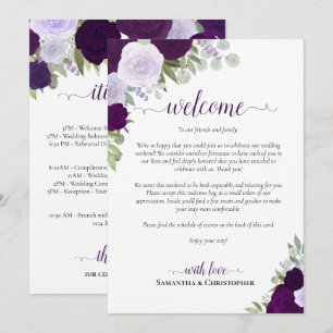 Mariage Boho Roses Violettes Accueil & Programme