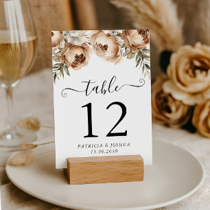 Mariage Boho Rustique Numéro de table Carte double