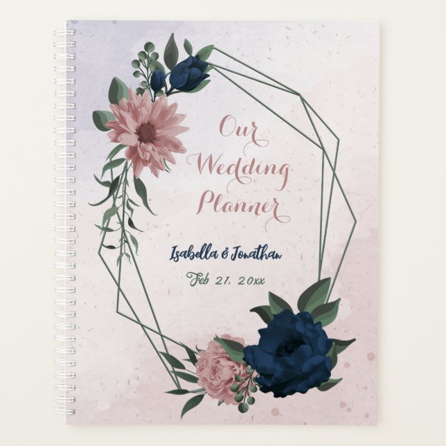 mariage botanique de fleurs rose et marine (Devant)
