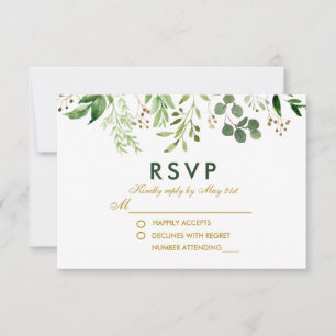 Mariage botanique de l'or vert RSVP d'aquarelle