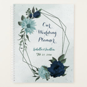 Mariage botanique fleurs bleu poussiéreux marine