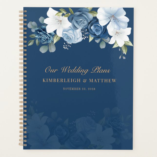 Mariage Botanique Floral Bleu Poussière (Devant)