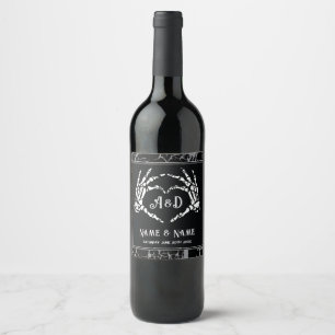 Mariage Bottle Étiquettes Skeleton Heart Halloween