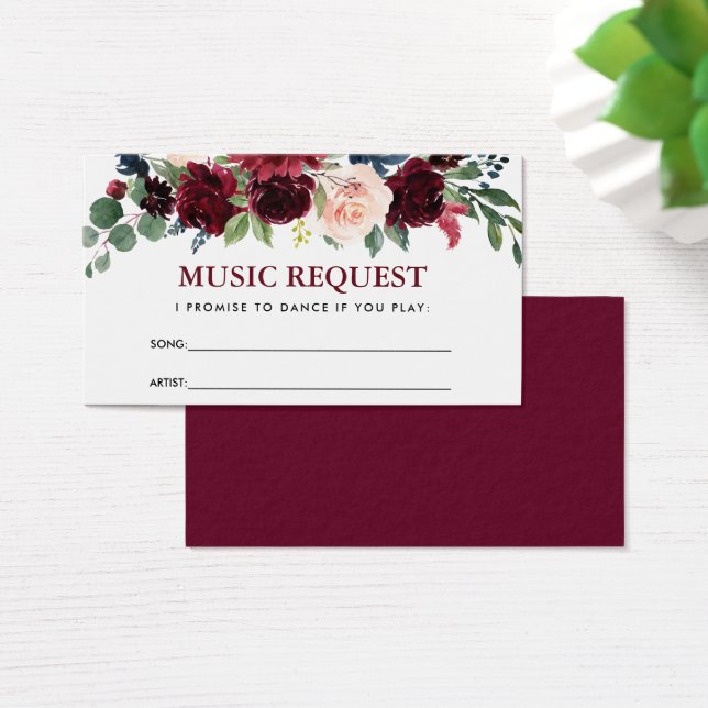 Mariage Bourgogne Blue Floral Music Demande de cha (Bureau)