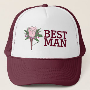 Mariage Boutonniere Rose Casquette Best Man Grooms