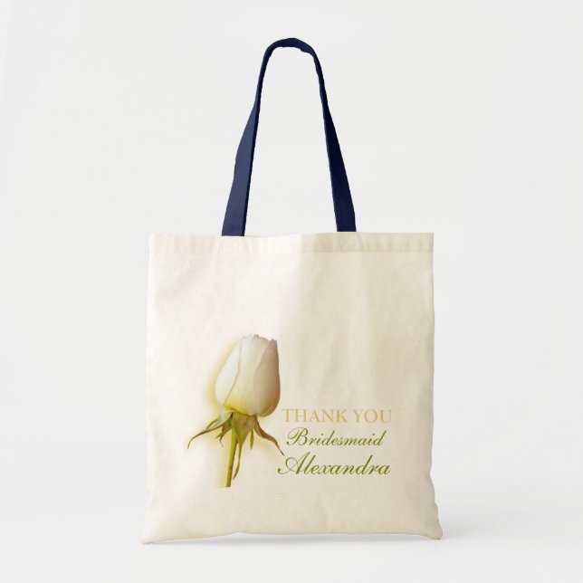 Mariage bridesmaid blanc rose bourgeon merci sac (Devant)