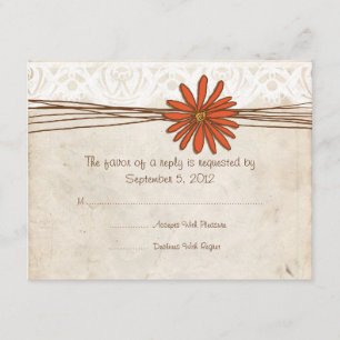 Mariage Brown vintage et marguerite orange RSVP