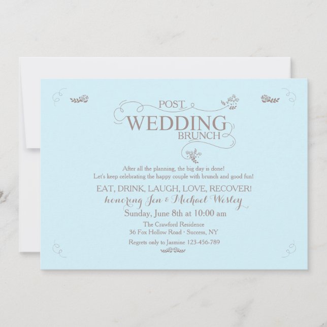 Mariage Brunch sur invitation bleue (Devant)