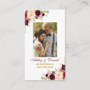 Mariage Burgundy Floral Registry Insérer Carte pho