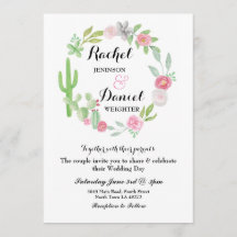 Mariage Cactus Fiesta Wreath Party Invitation Flor