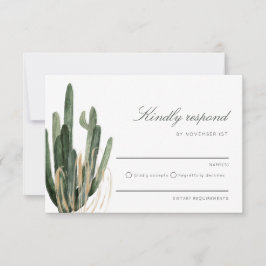 Mariage Cactus moderne Kindly Répondre carte RSVP