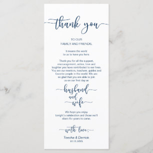 Mariage Cadre Merci, bleu marine, carte