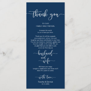 Mariage Cadre Merci, bleu marine, carte