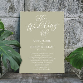 Mariage Calligraphie Script Sage Green Programme