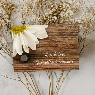 Mariage campagnard Daisy and Barn Wood Merci Note