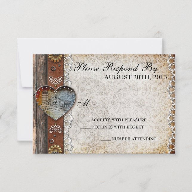 Mariage campagnard de grange rustique RSVP (Devant)
