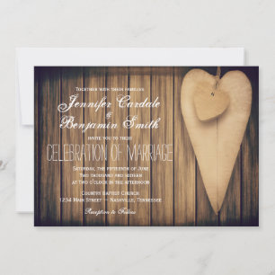 Mariage campagnard Rustic Wood Hearts Invitations