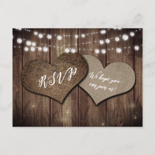 Mariage campagnard rustique RSVP carte postale cho