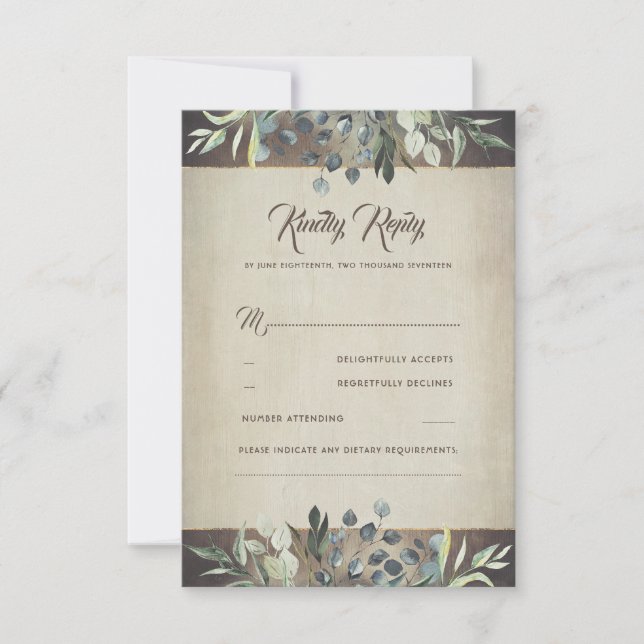 Mariage campagnard vert rustique RSVP (Devant)