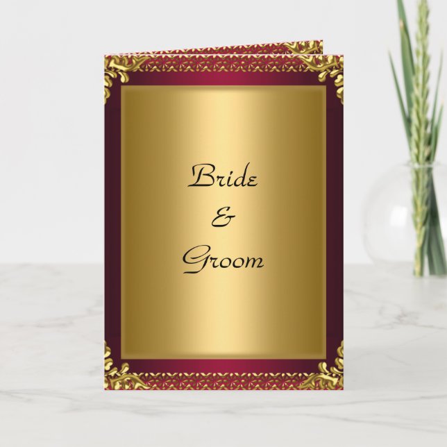 Mariage Card Invitation Or rouge (Devant)