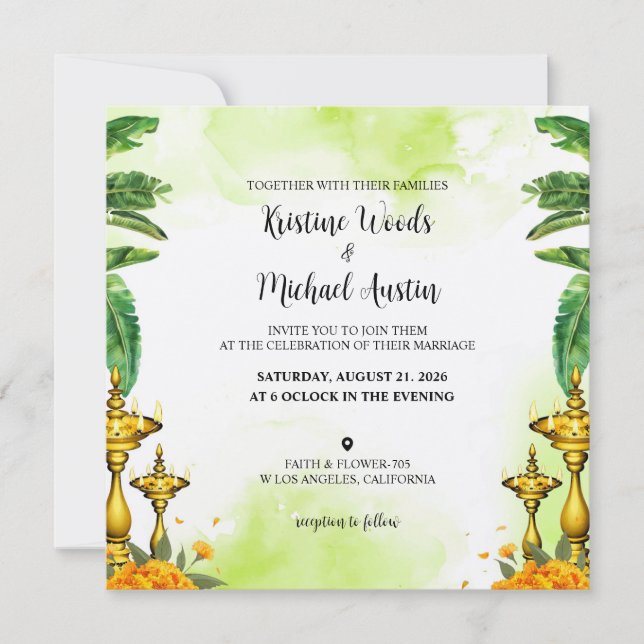 Mariage Card Water Color Invitation (Devant)