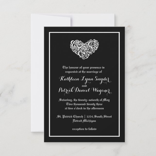 Mariage cardiaque tourbillonnant - Faire-part de m (Devant)