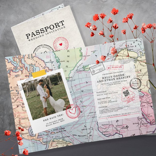 Mariage Carte de destination du passeport beige (Créateur téléchargé)
