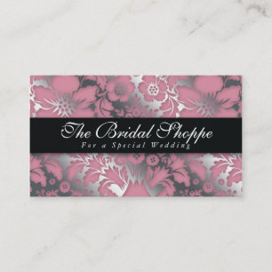 Mariage Carte de visite Damask Floral Argent rose